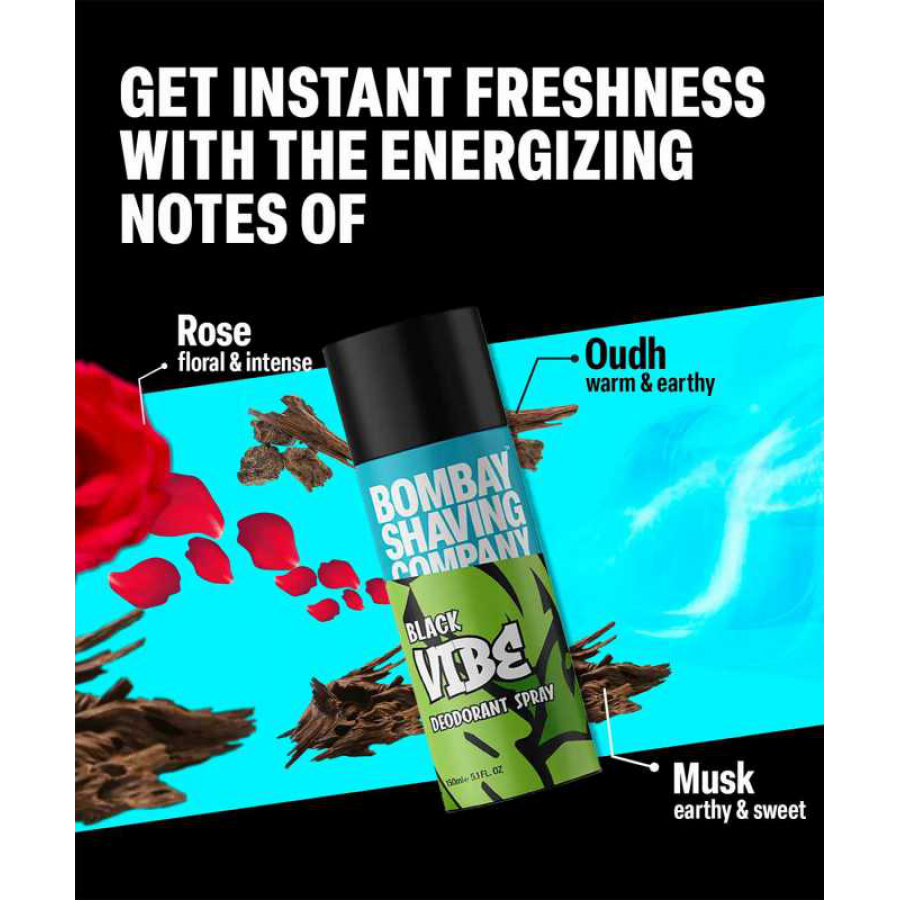 Bombay Shaving Company Black Vibe Men's Deodorant Spray (150 ML)