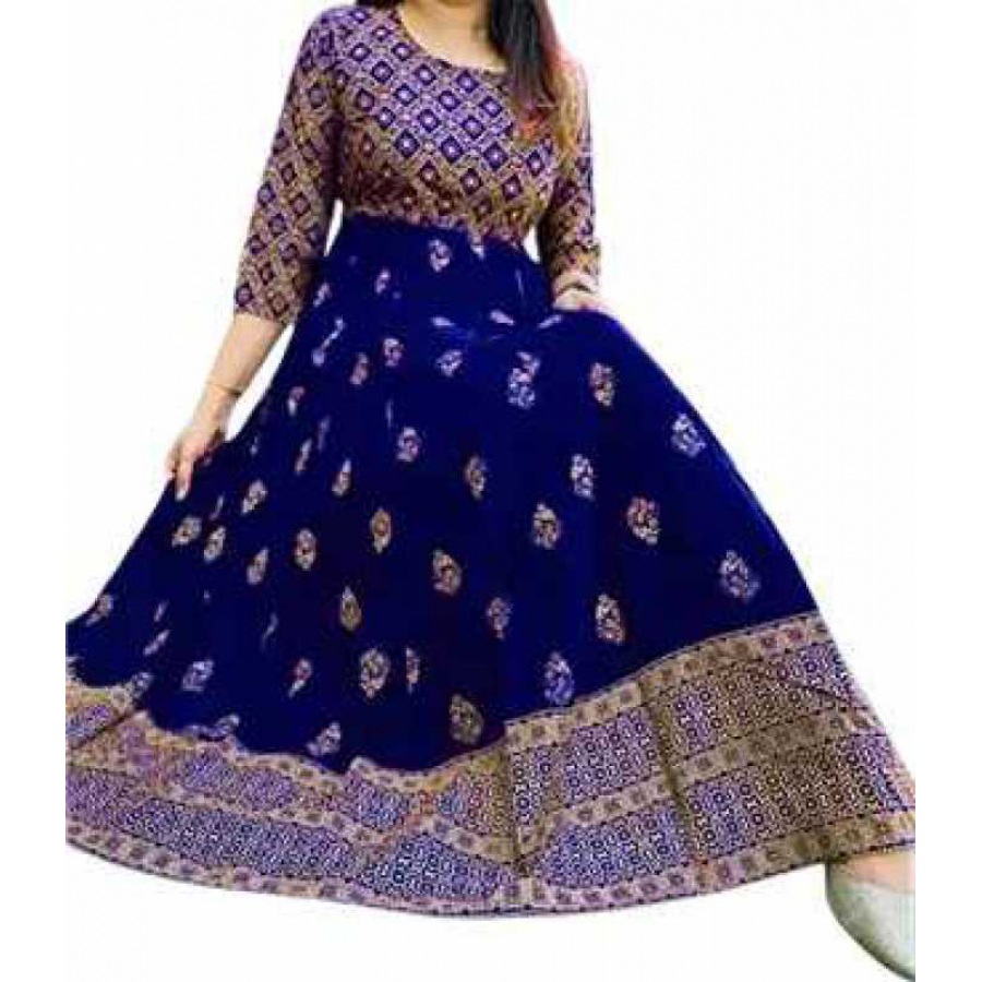 Fashionable Rayon Gown (Navy Blue Colour)