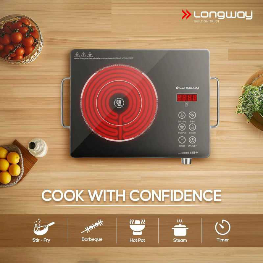 Longway Infralite Pro Infrared Induction Cooktop Touch Control (2200 watts) | Free Stainless Steel Grill