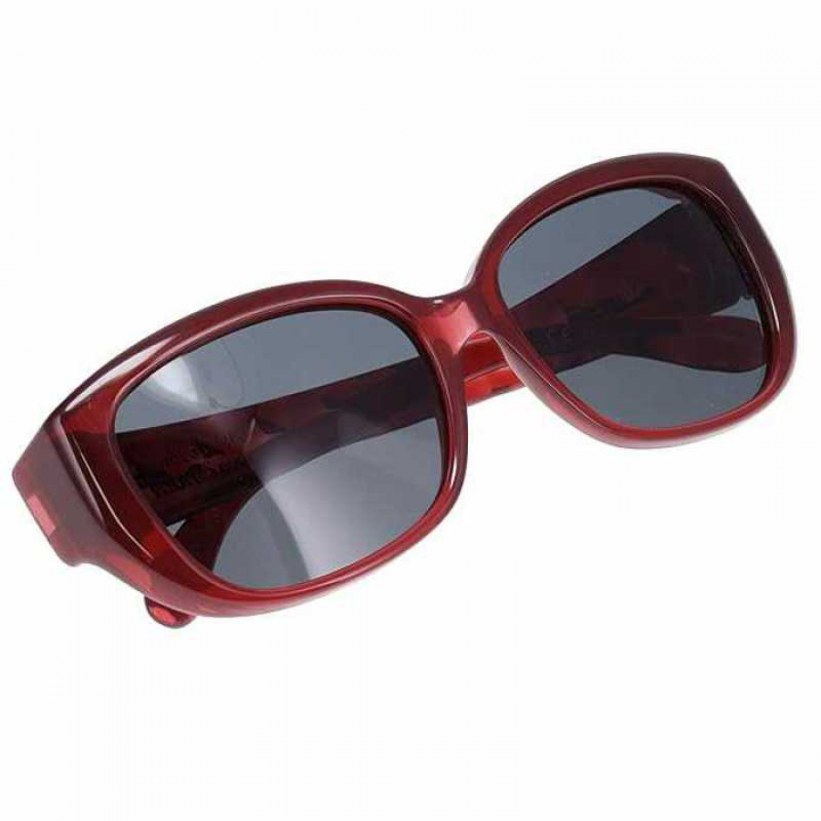 UVA and UVB Protection Misty Cherry Frame Polarized Polarvue Grey Lens + Anti-Reflective Lens Coating Beverly Fits Over Wrap Around Sunglass