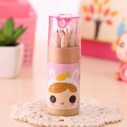 12 Colouring Pencils Kids Set, Pencils Sharpener, Mini Drawing Colored Pencils With Sharpener, Kawaii Manual Pencil Cutter, Coloring Pencil Accessory School Supplies For Kid Artists Writing Sketching